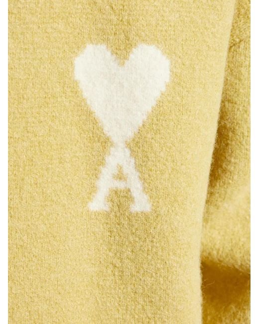 AMI Ami De Coeur Logo Cardigan Yellow