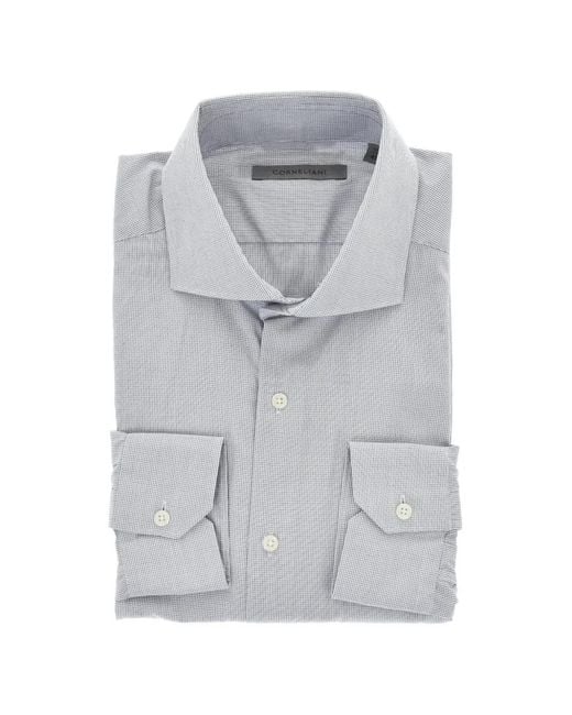 Corneliani Gray Mini-Check Cotton Shirt for men