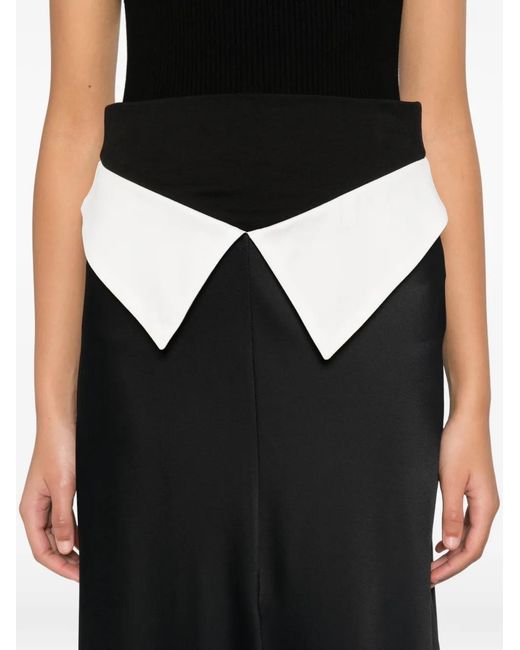 A.M.G Black Contrast-Detail Maxi Skirt