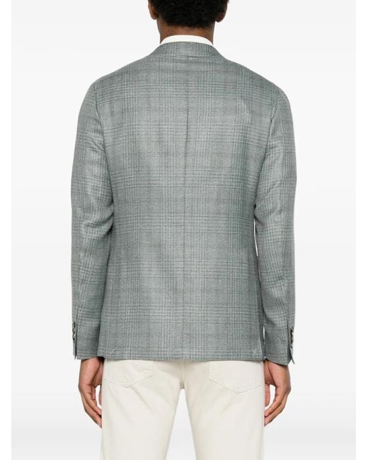 Canali Blue Blazer À Carreaux for men