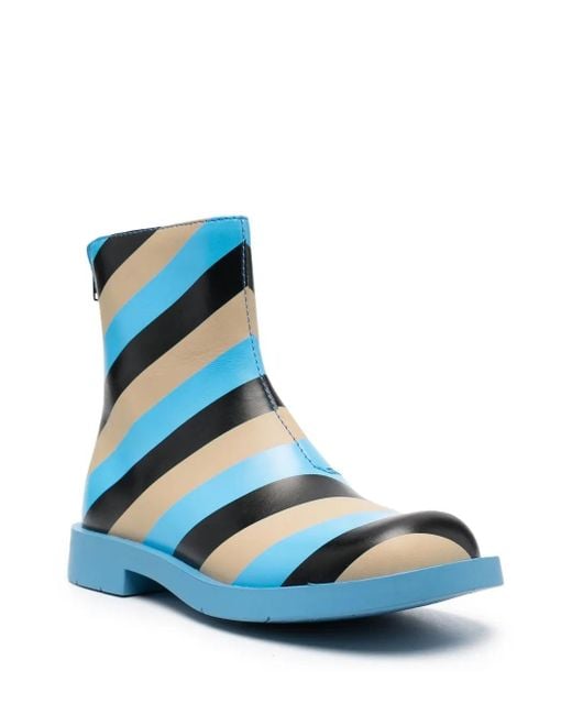 Camper Blue Striped Ankle Boots
