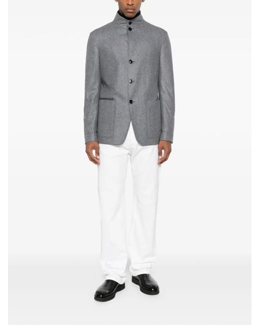 Zegna Gray Button Pockets Jacket for men