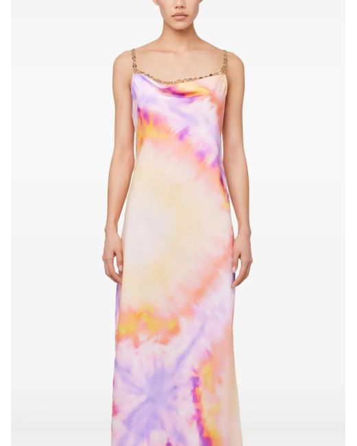Rabanne Pink Robe Longue Imprimée