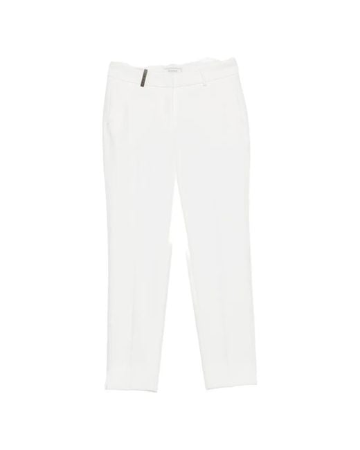 Peserico White Cropped Slim-Fit Trousers
