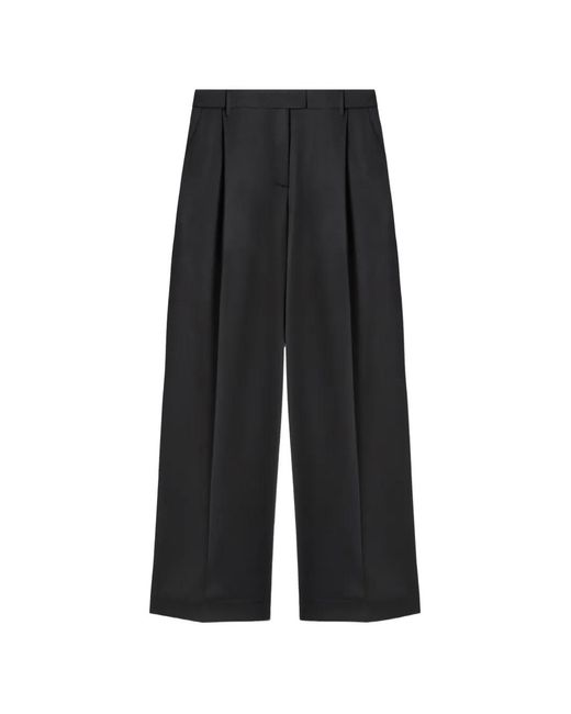 LaDoubleJ Black Pleated Straight-Leg Trousers