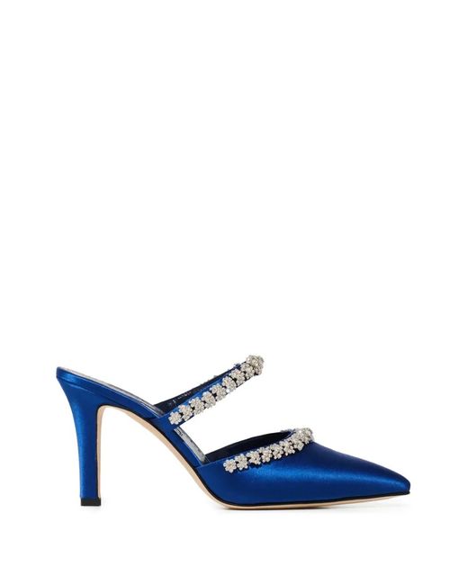 Manolo Blahnik Blue Damskie Crystal-Embellished Mules