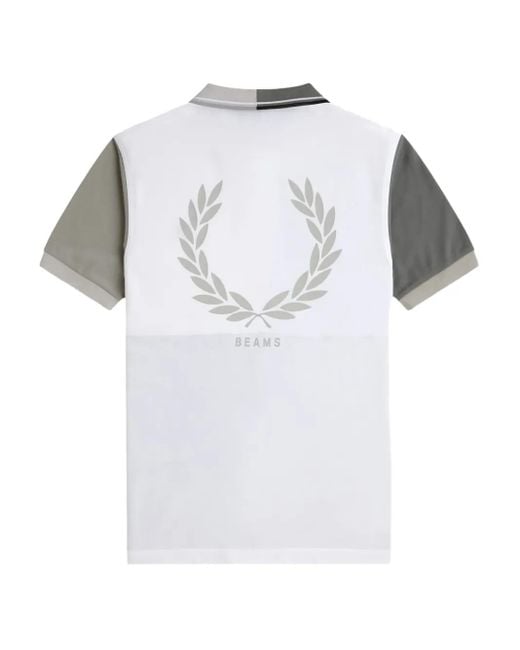 Fred Perry Gray X Beams Panelled Cotton Polo Shirt for men