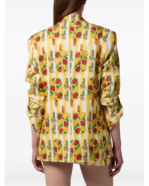 Philipp Plein Metallic Double-Breasted Duke Blazer Plein Gelato
