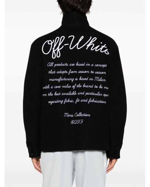 Off-White c/o Virgil Abloh Black Logo-embroidered Felted Varsity Jacket for men
