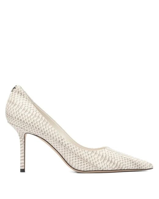 Jimmy Choo White 85Mm Love Snakeskin-Effect Pointed-Toe Pumps