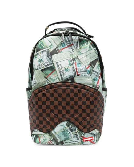 Sprayground Green Graphic-Print Shark Mouth Backpack for men