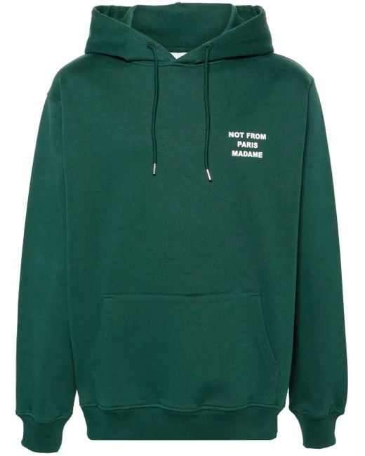 Drole de Monsieur Green Logo-Print Cotton Hoodie for men