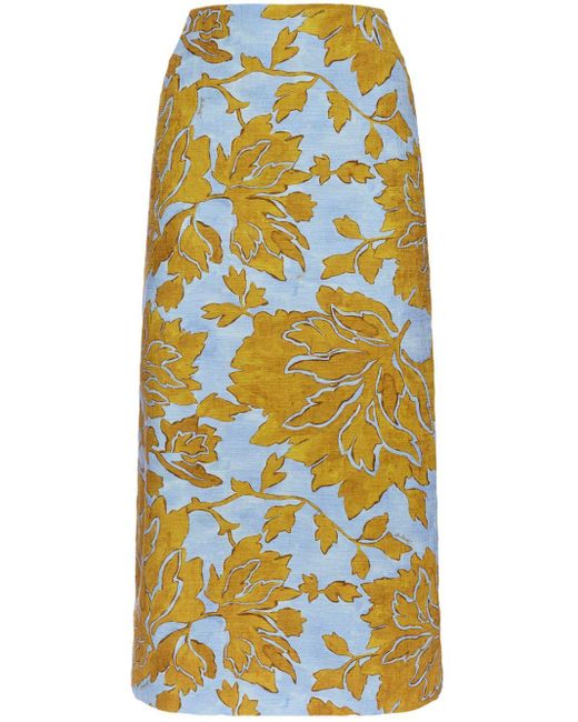 Falda de tubo con motivo floral LaDoubleJ de color Blue