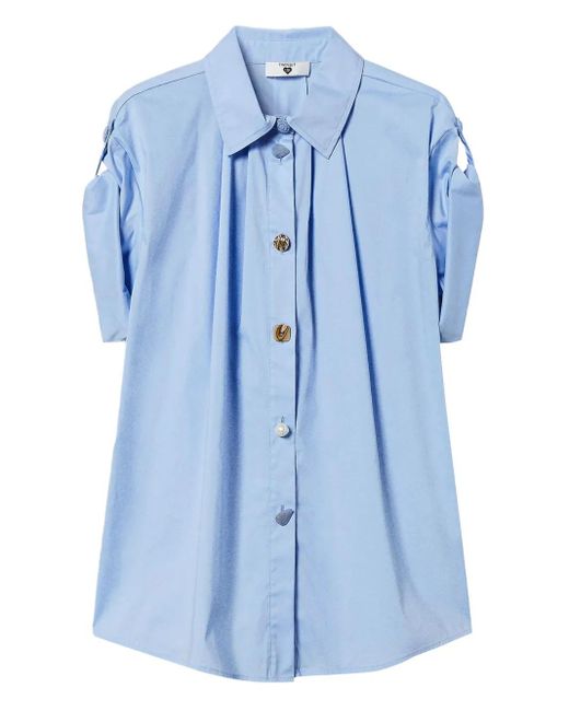 Twinset Blue Turn-Up Sleeves Shirt