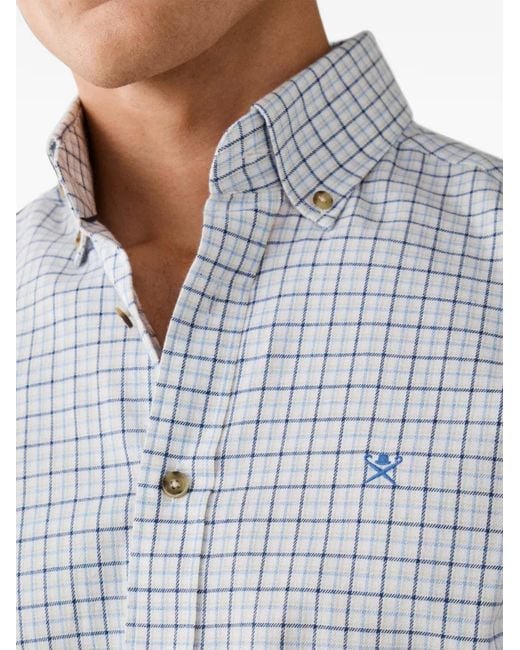 Hackett White Checked Buttoned Shirt for men