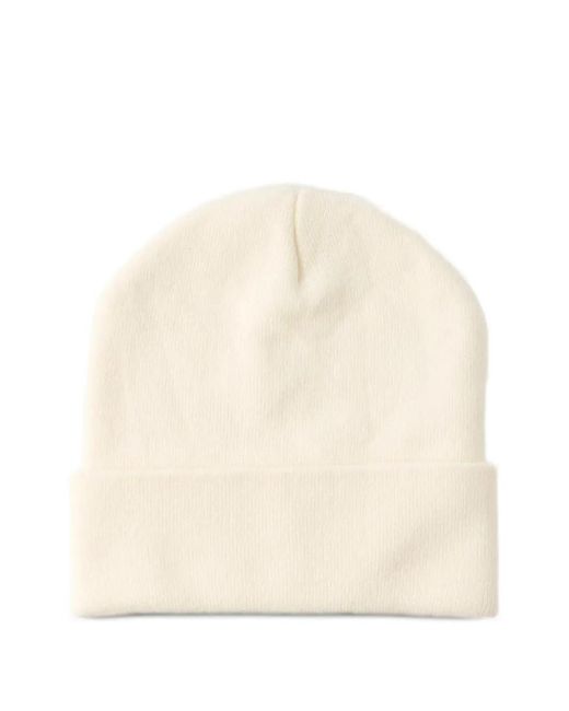Palm Angels Natural Dripping Logo-Intarsia Beanie Hat for men