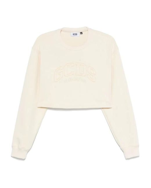 Sudadera corta con logo Gcds de color White