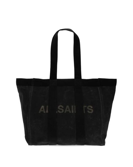 AllSaints Black Layo Logo-Print Tote Bag for men