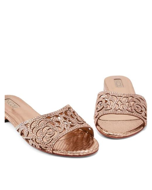 Nicoli Brown Esmee Crystal-embellished Leather Sandals