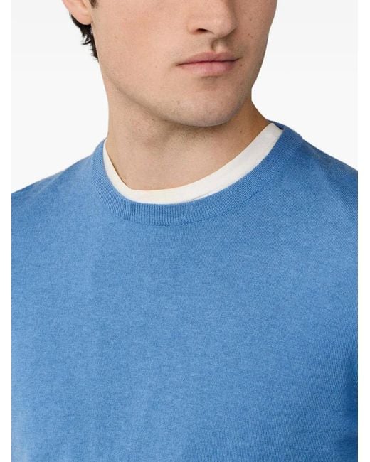 Hackett Blue Elbow-Patch Crew-Neck Sweater for men