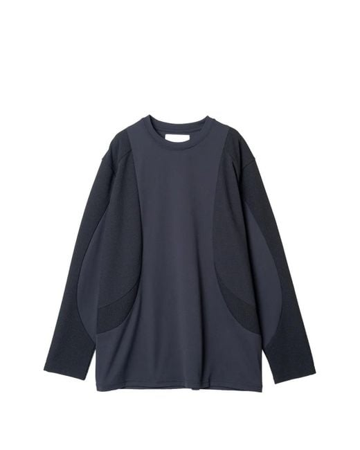 Yoshio Kubo Blue Panelled Long-Sleeve T-Shirt for men