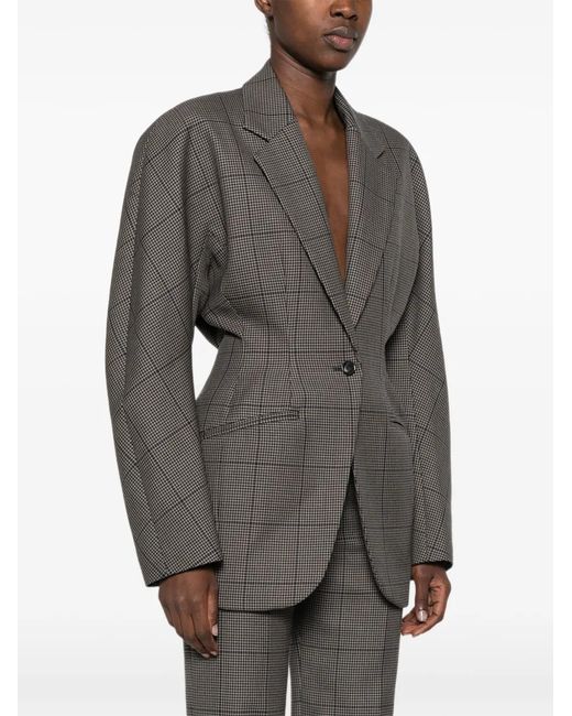 Mugler Gray Houndstooth-Pattern Blazer