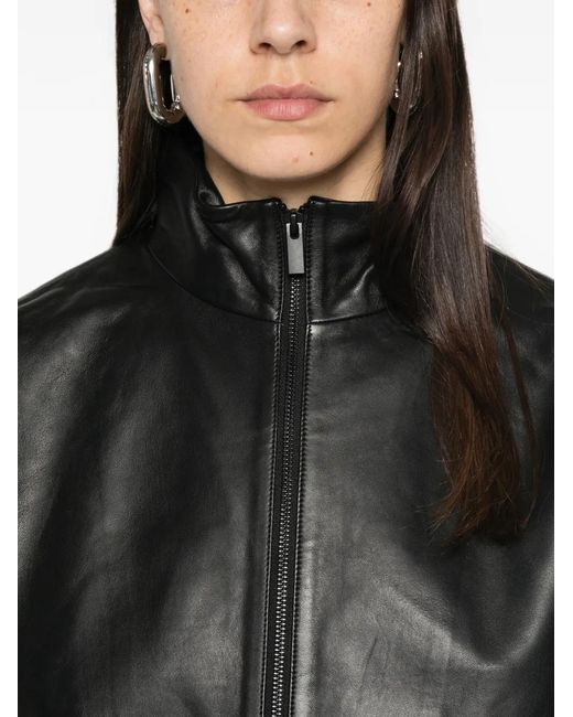 St. Agni Black Cocoon Leather Jacket