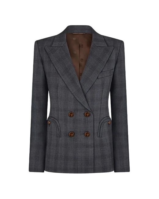 Blazé Milano Black Charmer Double-Breasted Checked Blazer