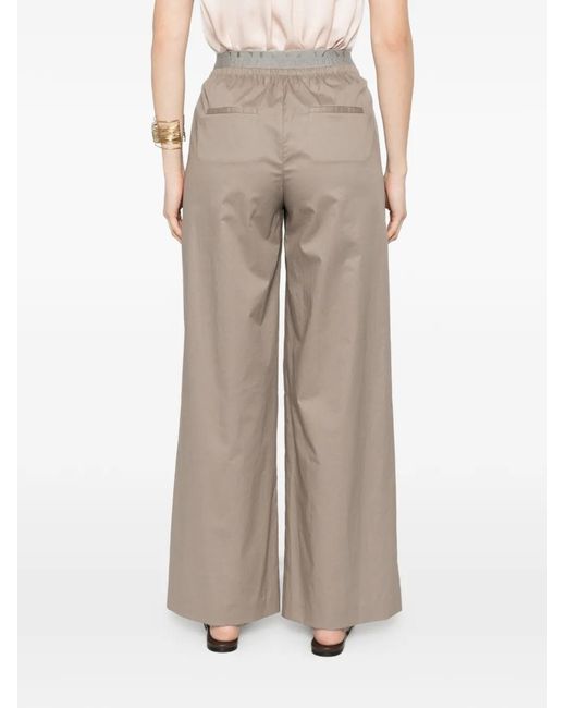 Peserico White Logo-Waistband Pleated Pants
