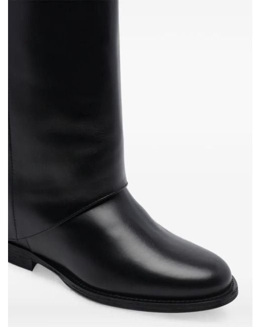 Via Roma 15 Black Padlock-Detail Knee-High Boots