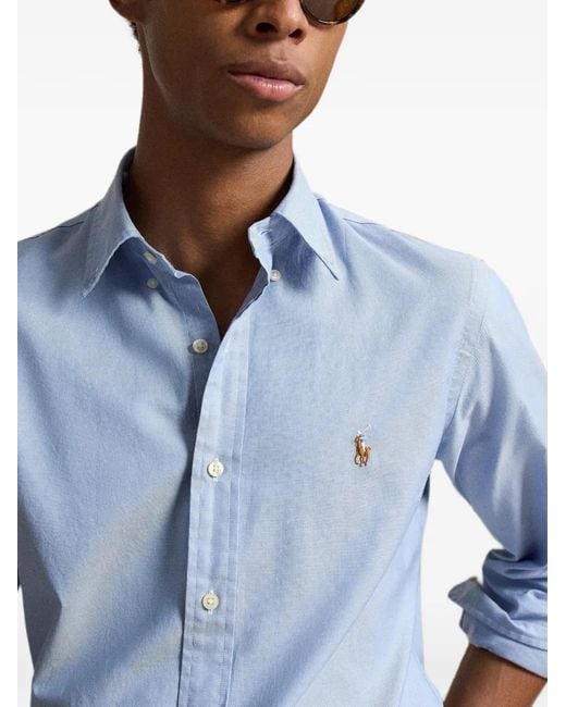 Polo Ralph Lauren Blue Custom Fit Oxford Shirt for men