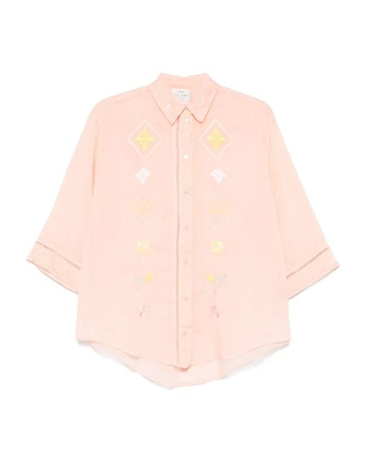 Camicia Con Ricamo A Fiori di Forte Forte in Pink