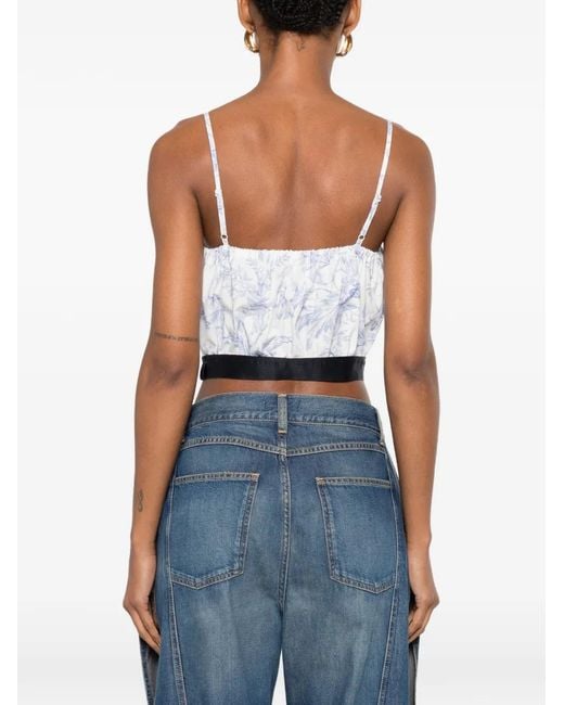 Maje White Floral-Print Cropped Top