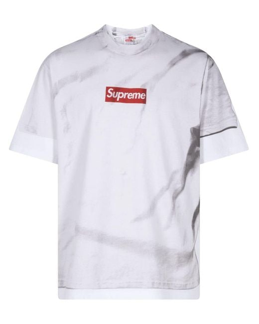 Supreme White X Mm6 Maison Margiela Box Logo T-shirt
