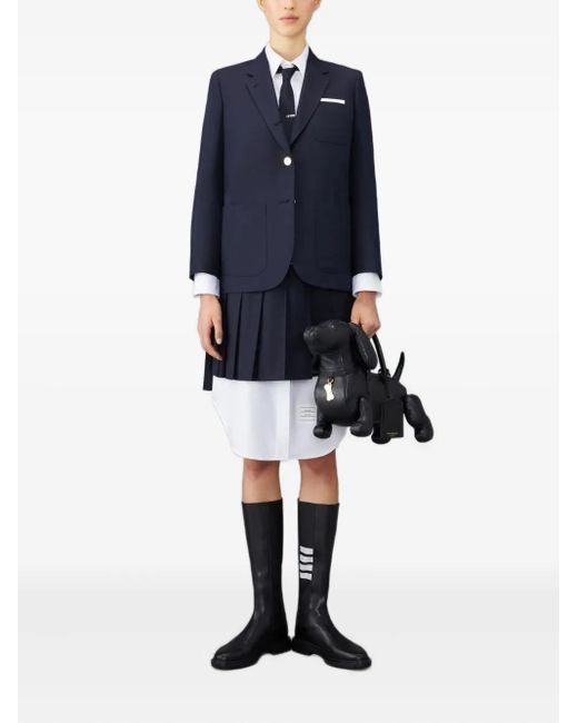 Thom Browne Blue Twill-Button Blazer