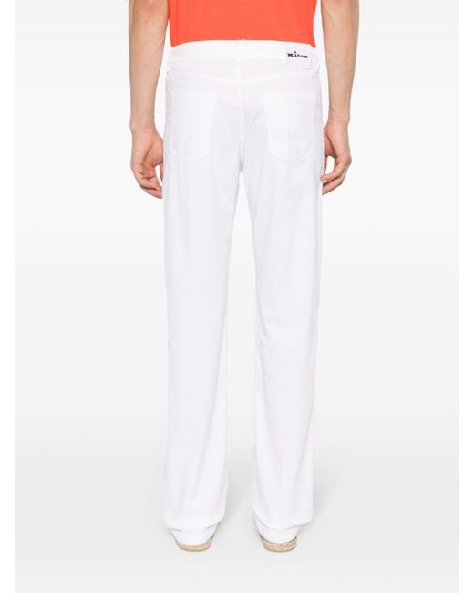 Kiton White Pressed-crease Straight Trousers for men