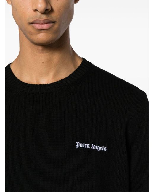 Jersey con logo bordado Palm Angels de hombre de color Black