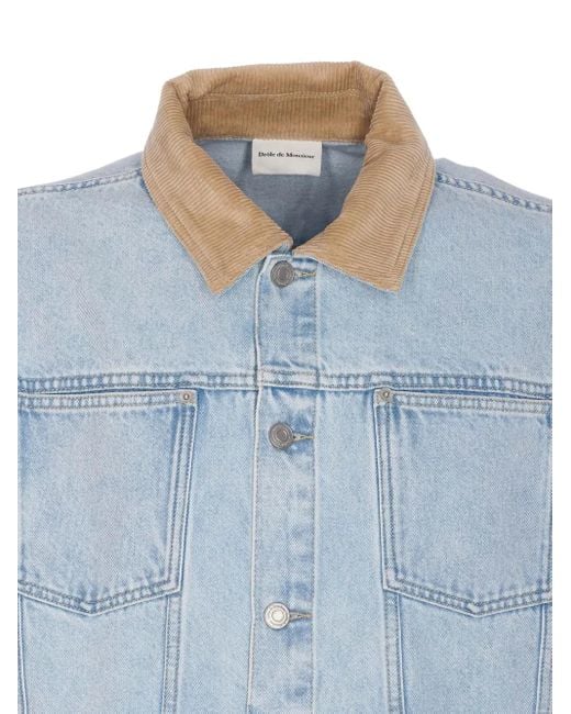 Drole de Monsieur Jeansjacke mit Cordkragen in Blue für Herren