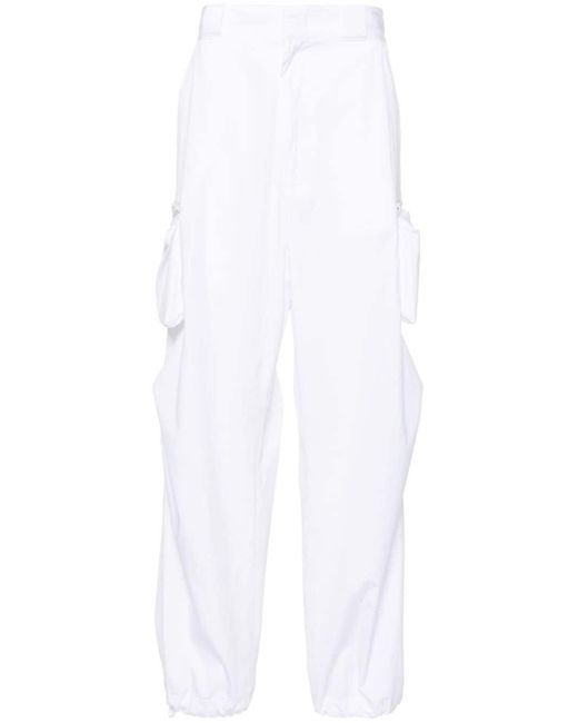 Prada White Straight Cotton Cargo Trousers for men