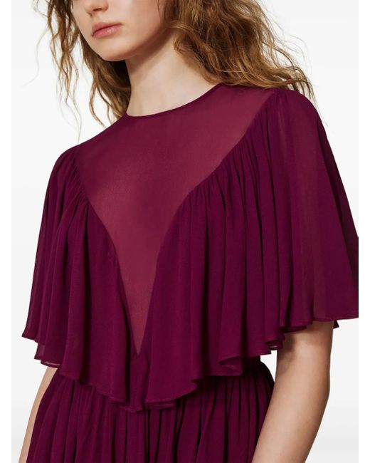 Abito Corto Con Ruches di Twinset in Purple