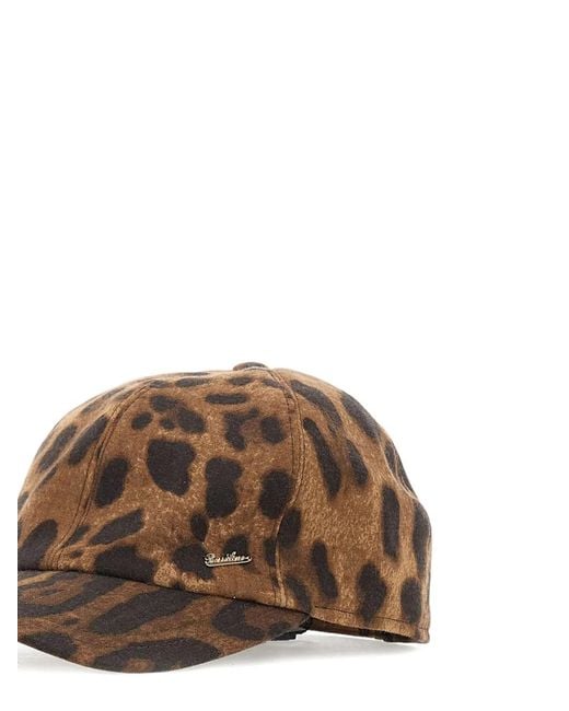 Cappello Da Baseball Leopardato di Borsalino in Brown