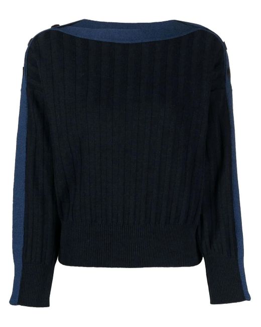 Pringle of Scotland Blue Ribbed-Knit Wool Jumper