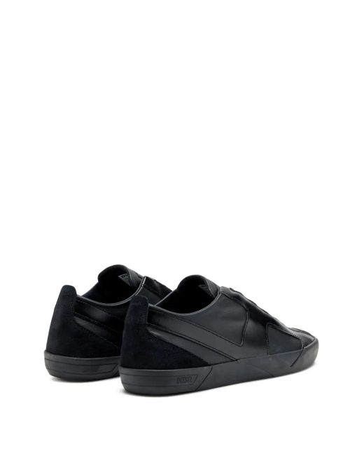 DIESEL Black Slante Leather Sneakers for men