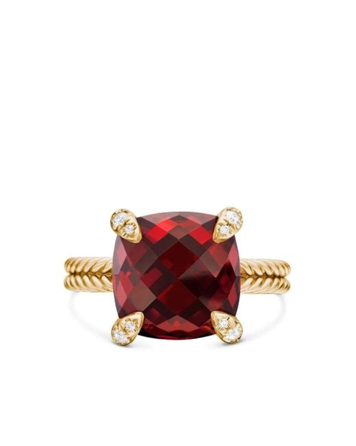 David Yurman Chatelaine ガーネット&ダイヤモンド リング 11mm 18kイエローゴールド Red