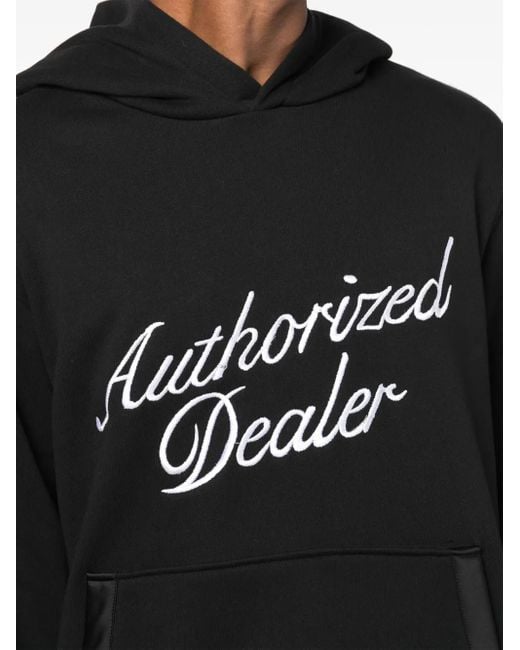 Just Don Black Authorized Dealer Slogan-Print Cotton Hoodie for men