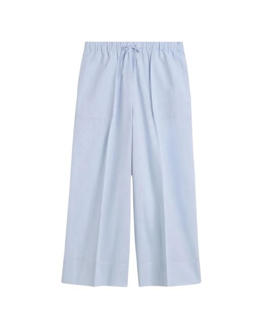 Totême Blue Linen And Cotton Blend Trousers