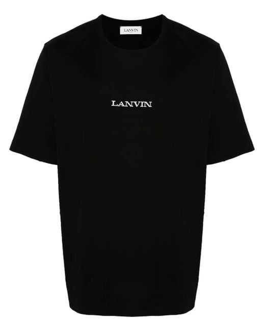 Lanvin Black T-Shirt Brodébouclette for men
