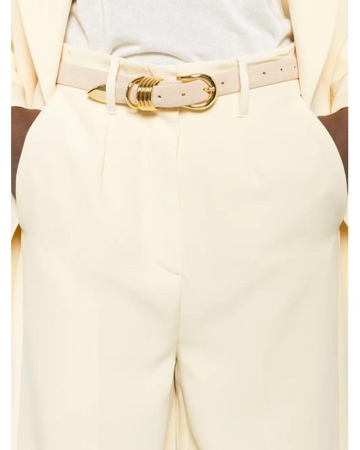 Carla G Natural Pressed-Crease Palazzo Pants