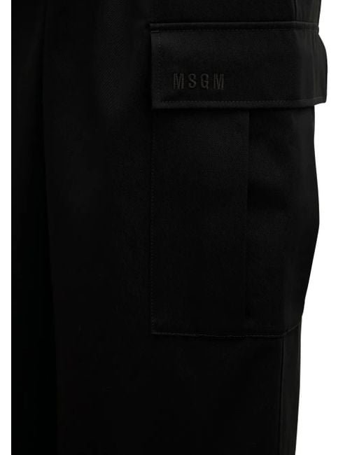 MSGM Black Cargo Pocket Trousers for men