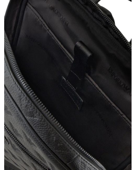 Emporio Armani Rucksack aus Leder mit Logo-Prägung in Black für Herren